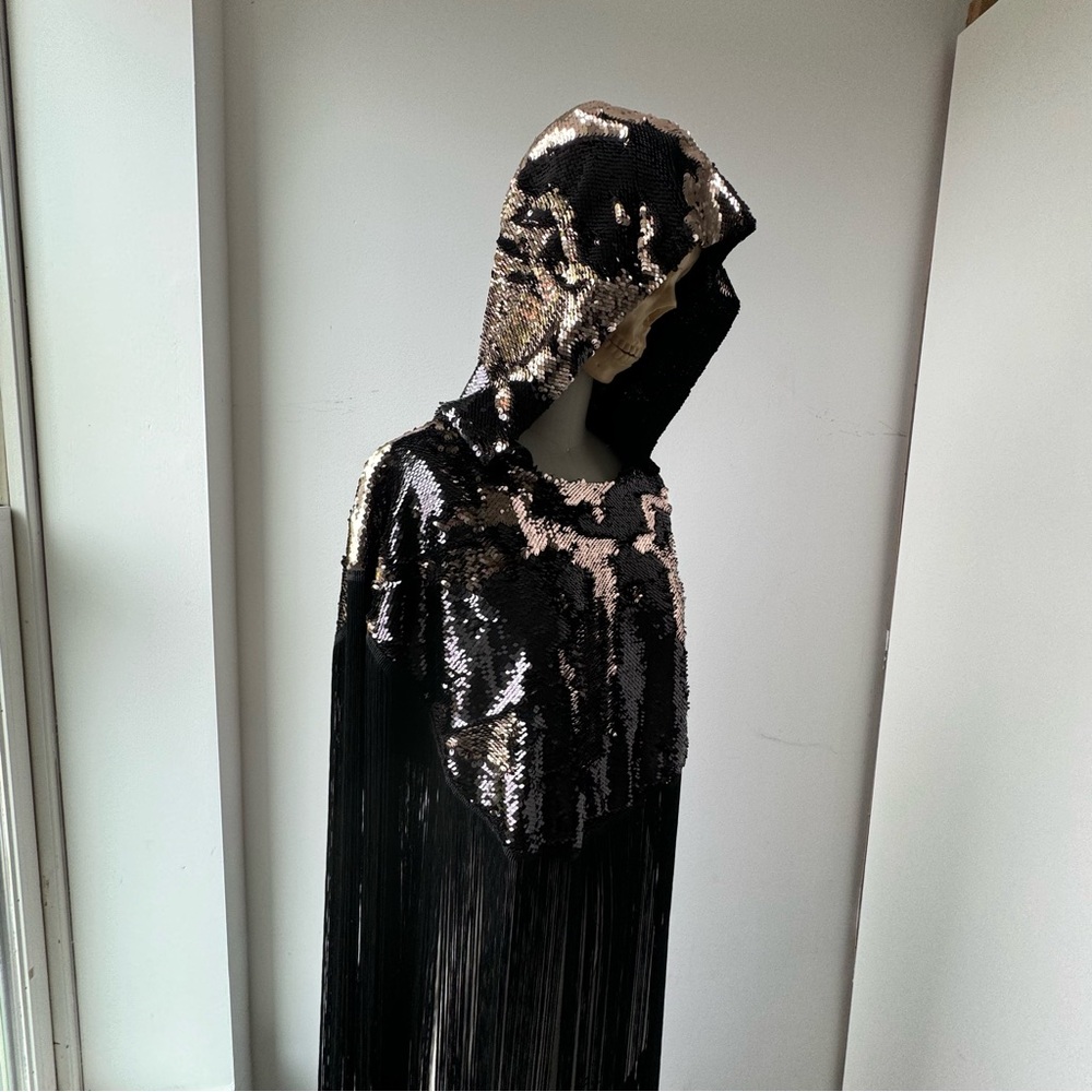 A Line Called K sequin tasseled poncho Hoodie